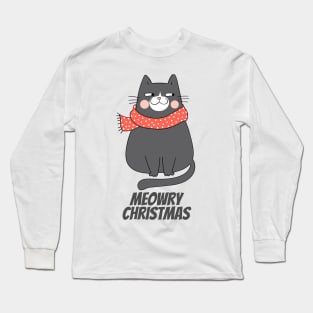 Meowry Christmas - Cute Cat Gifts Long Sleeve T-Shirt